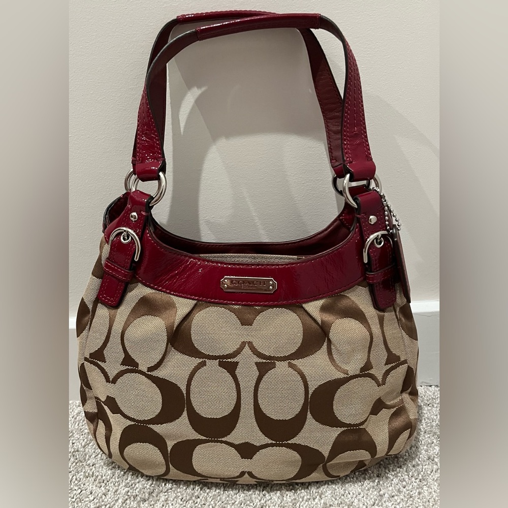 Coach Soho Brown Purse with Red Trim